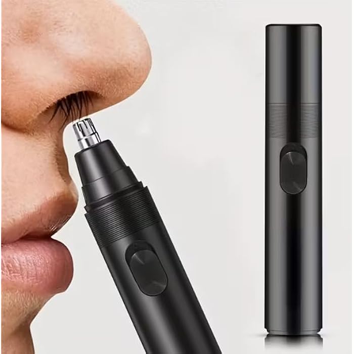 GERTZY Manual Nose Hair Trimmer, Stainless Steel Head, Portable Battery-Powered Facial Hair Removal Device for Men and Women, Black - Image 4